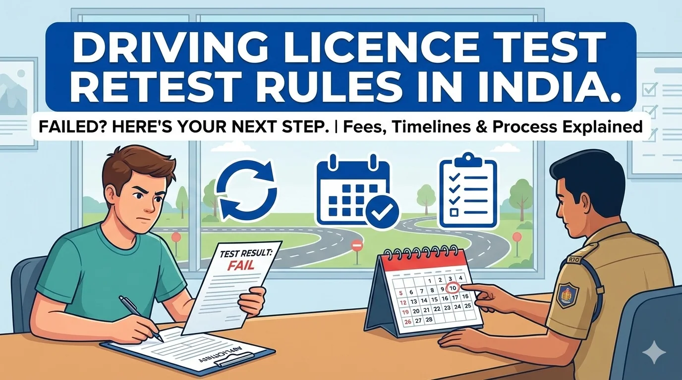 Driving Licence Test Retest Rules - Attempts, Waiting Period & Fees (India)